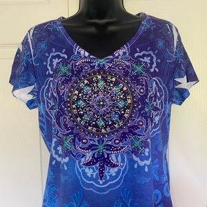 NWT Dressbarn large cool colored sparkle design shirt
